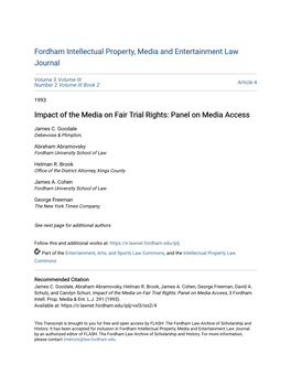 Impact of the Media on Fair Trial Rights: Panel on Media Access