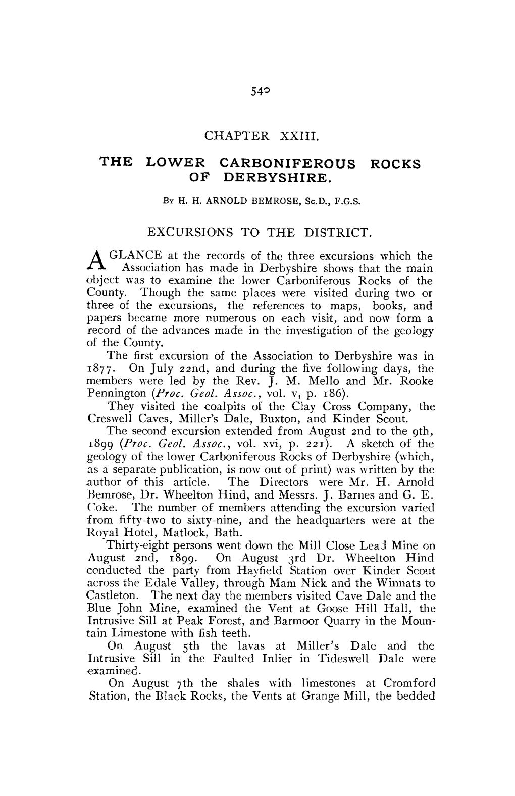 Chapter XXIII. the Lower Carboniferous Rocks of Derbyshire