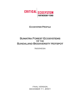 Sumatra Forest Ecosystems Sundaland Biodiversity Hotspot