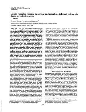 Opioid Receptor Reserve in Normal and Morphine-Tolerant Guinea Pig Ileum