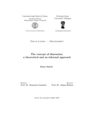 The Concept of Dimension: a Theoretical and an Informal Approach