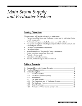 Steam Supply and Feedwater System