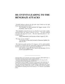 Iii: Events Leading to the Benghazi Attacks