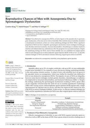 Reproductive Chances of Men with Azoospermia Due to Spermatogenic Dysfunction