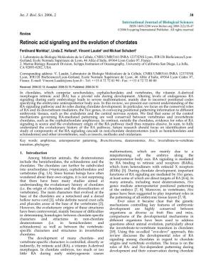 Retinoic Acid Signaling and the Evolution of Chordates Ferdinand Marlétaz1, Linda Z