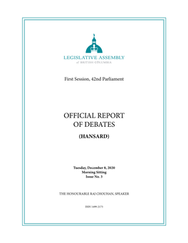 Official Report of Debates (Hansard)