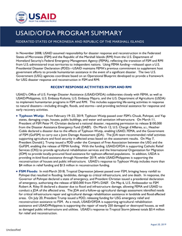 Usaid/Ofda Program Summary