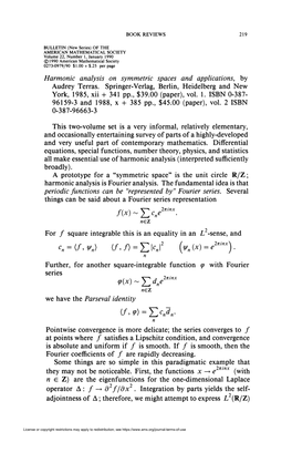 Harmonic Analysis on Symmetric Spaces and Applications, by Audrey Terras