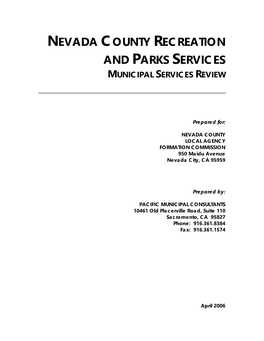 Nevada County Recreation and Parks Services Municipal Services Review
