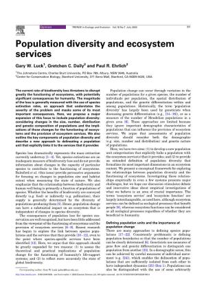 Population Diversity and Ecosystem Services