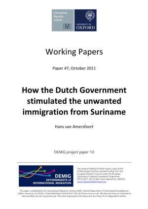 Working Papers How the Dutch Government Stimulated The