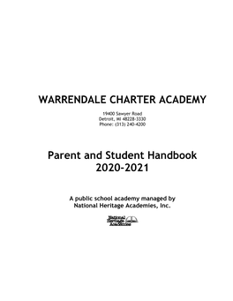 Parent and Student Handbook 2020-2021