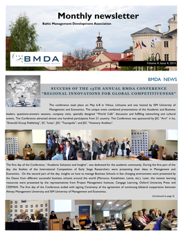 Monthly Newsletter Baltic Management Development Association