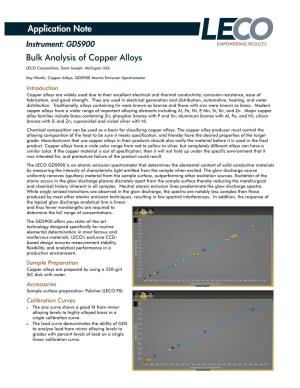 Bulk Analysis of Copper Alloys Application Note
