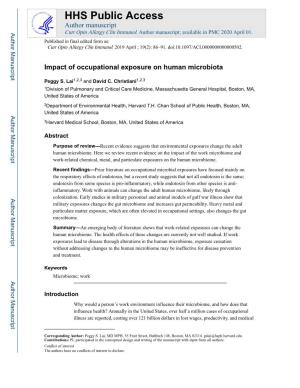 Impact of Occupational Exposure on Human Microbiota
