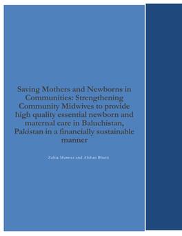 Strengthening Community Midwives to Provide High Quality Essential Newborn and Maternal Care in Baluchistan, Pakistan in a Financially Sustainable Manner