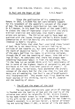 K.N.E. Newell, "Paul and the Anger of God," Irish Biblical Studies