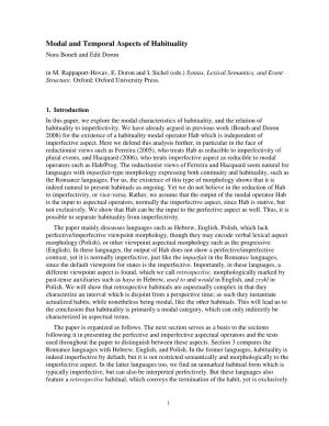 Modal and Temporal Aspects of Habituality Nora Boneh and Edit Doron in M