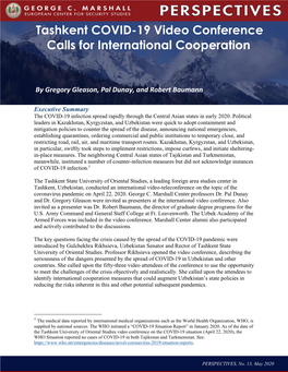 Tashkent COVID-19 Video Conference Calls for International Cooperation
