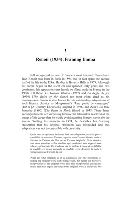 2 Renoir (1934): Framing Emma