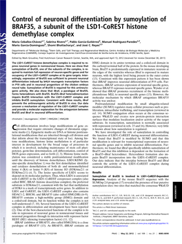 Control of Neuronal Differentiation by Sumoylation of BRAF35, a Subunit of the LSD1-Corest Histone Demethylase Complex