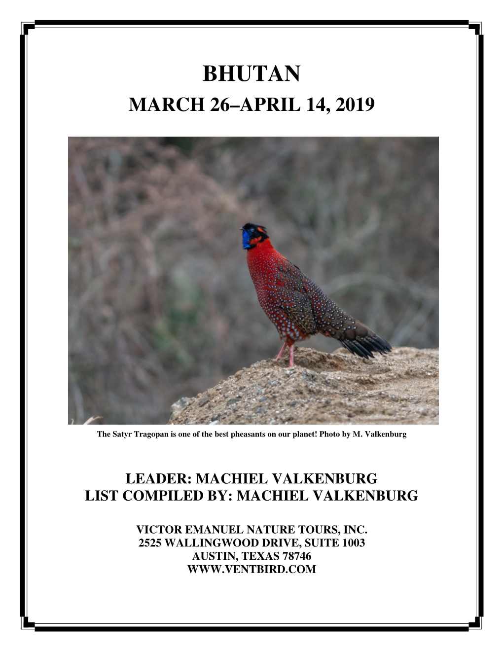 Bhutan March 26–April 14, 2019