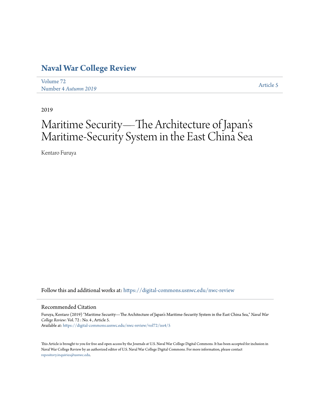 Maritime Security—The Architecture of Japan's Maritime