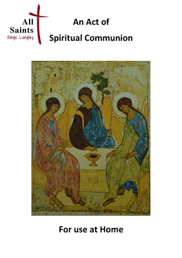 An Act of Spiritual Communion for Use at Home