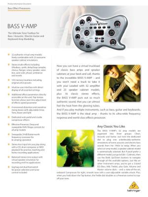 BEHRINGER BASS V-AMP P0144 Product Information