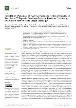 Population Dynamics of Aedes Aegypti and Aedes Albopictus in Two Rural Villages in Southern Mexico: Baseline Data for an Evaluation of the Sterile Insect Technique