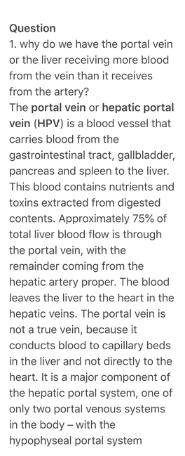 Question 1. Why Do We Have the Portal Vein Or the Liver Receiving More