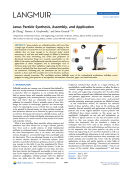 Janus Particle Synthesis, Assembly, and Application † ‡ ‡ Jie Zhang, Bartosz A
