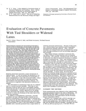 Evaluation of Concrete Pavements with Tied Shoulders Or Widened Lanes Bert E