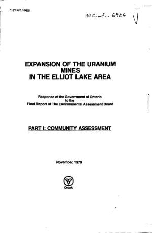 Expansion of the Uranium Mines in the Elliot Lake Area