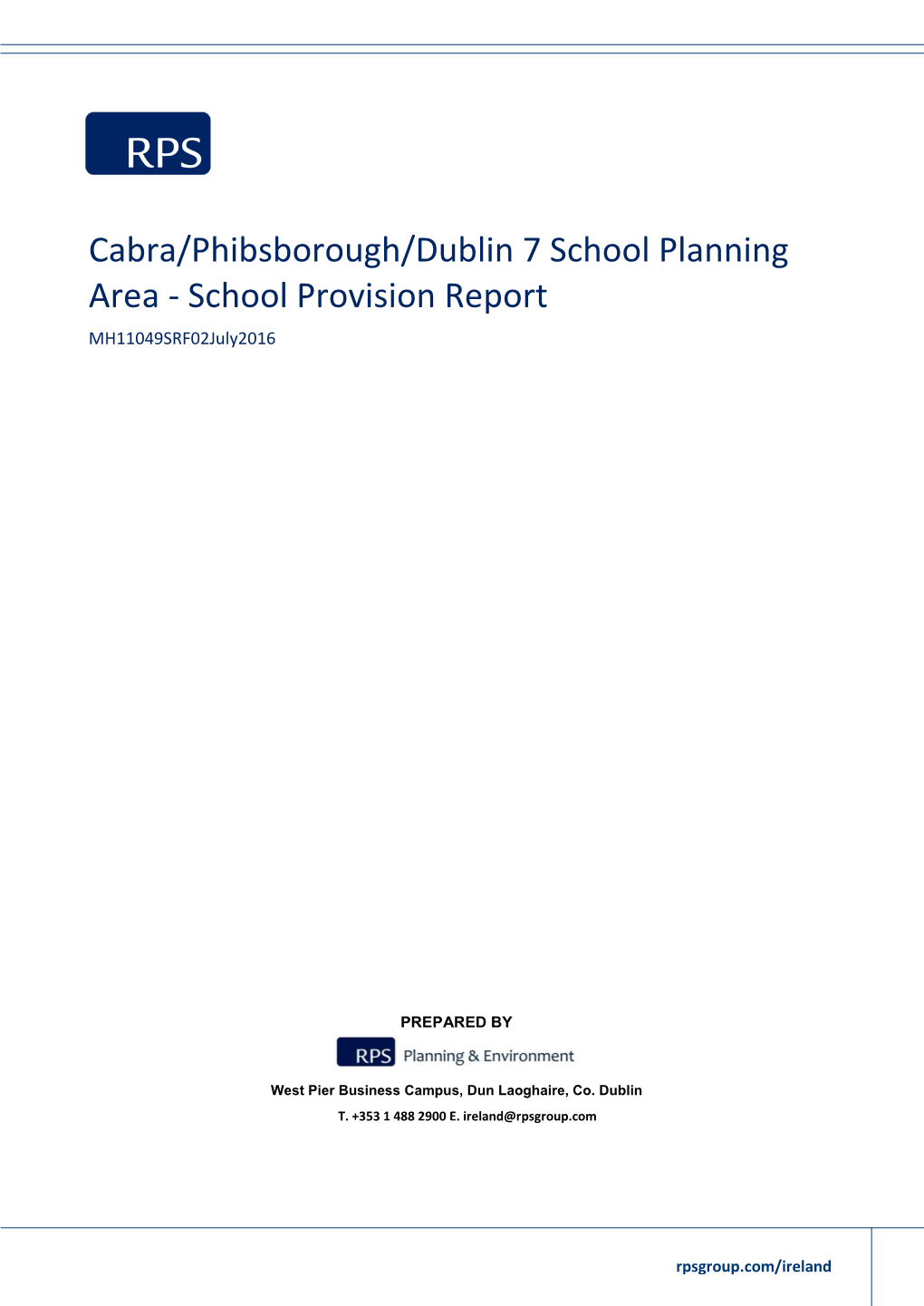Report on Cabra/Phibsborough/Dublin 7 School Planning Area