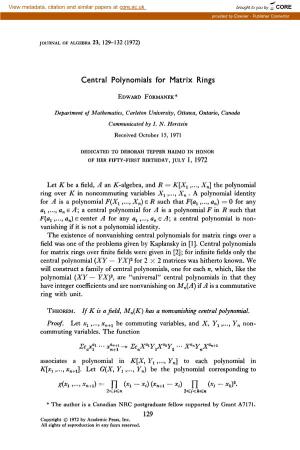 Central Polynomials for Matrix Rings