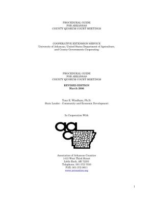 Procedural Guide for Arkansas County Quorum Court Meetings