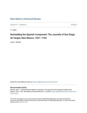 The Journals of Don Diego De Vargas, New Mexico, 1691–1704