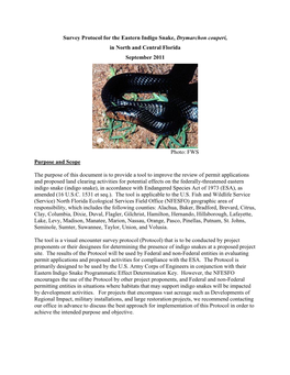 2011 USFWS North Florida ESO Eastern Indigo Snake Survey Protocol