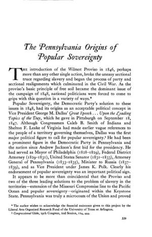 The "Pennsylvania Origins of Popular Sovereignty