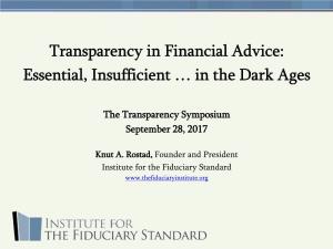 Transparency in Financial and Investment Advice