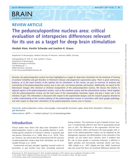 The Pedunculopontine Nucleus Area: Critical Evaluation of Interspecies Differences Relevant