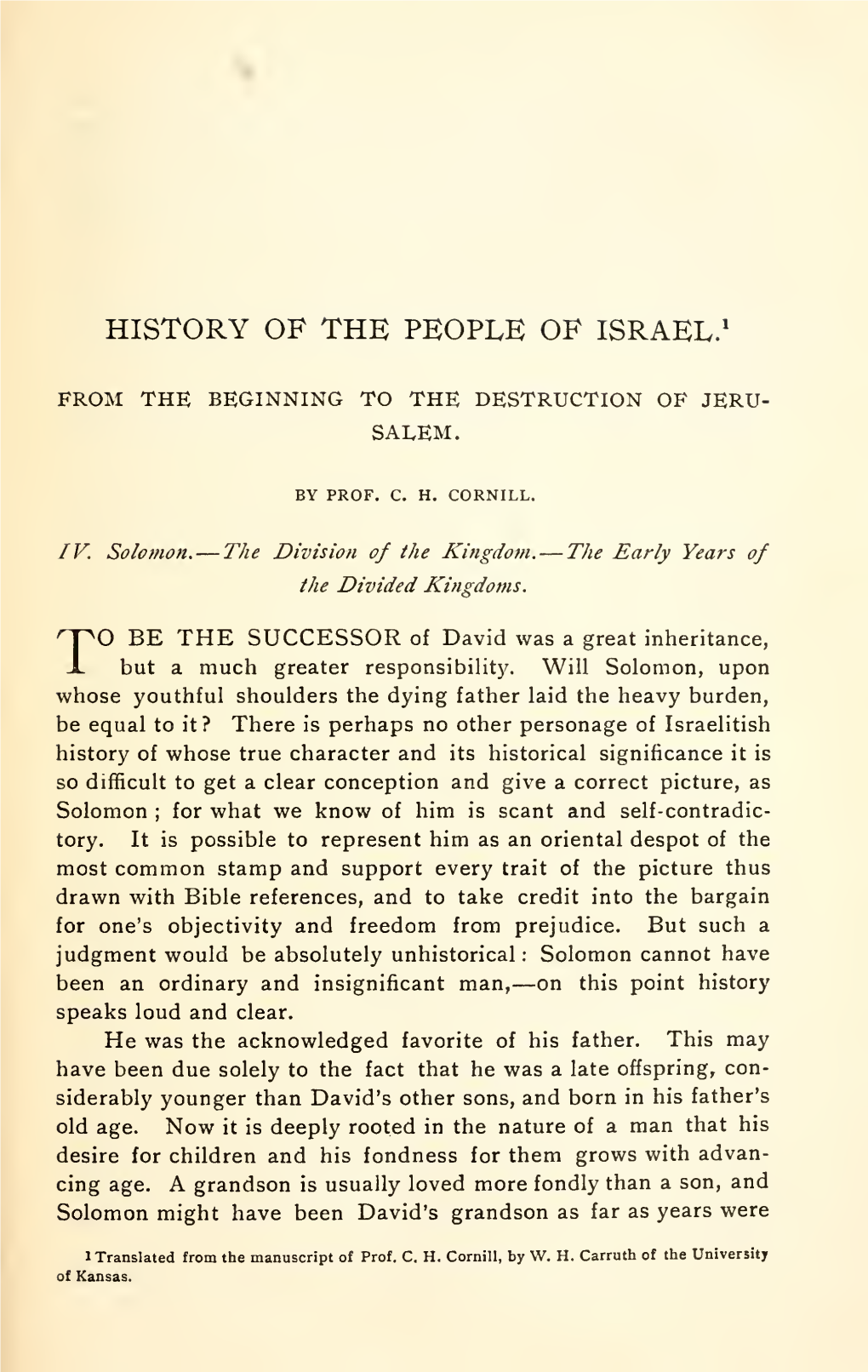 History of the People of Israel. from the Beginning to the Destruction Of