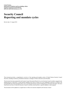 Security Council Reporting and Mandate Cycles