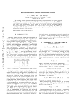 Status of Exotic-Quantum-Number Mesons