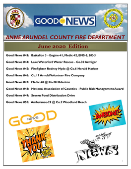 ANNE ARUNDEL COUNTY FIRE DEPARTMENT June 2020 Edition