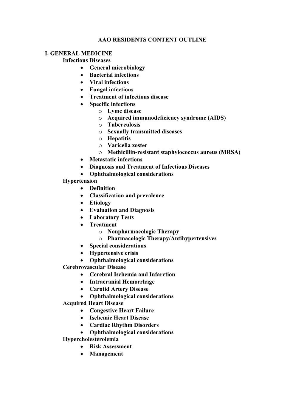 Aao Residents Content Outline