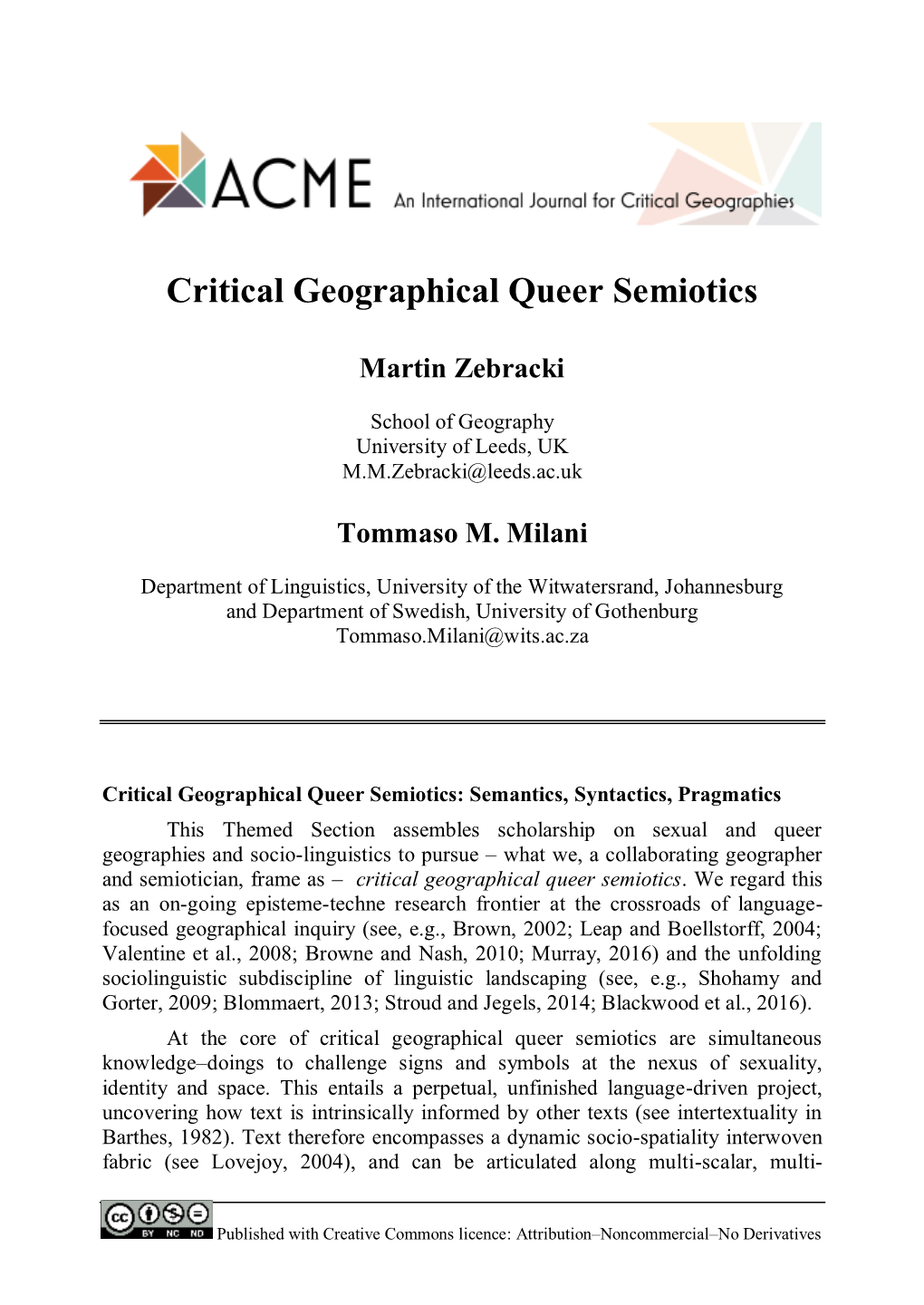 Critical Geographical Queer Semiotics