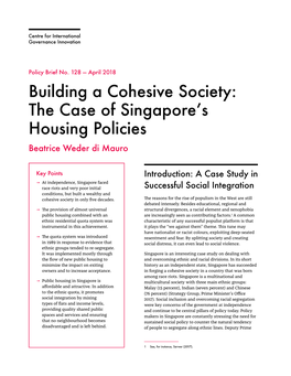 Building a Cohesive Society: the Case of Singapore's Housing Policies