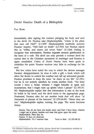 Doctor Faustus: Death of a Bibliophile